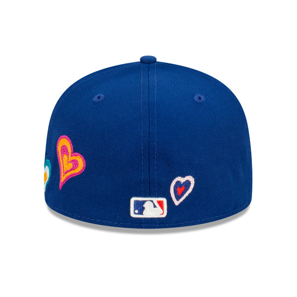 Los Angeles Dodgers CHAINED HEARTS Exclusive New Era Fitted 59Fifty MLB Hat -Royal/Pink