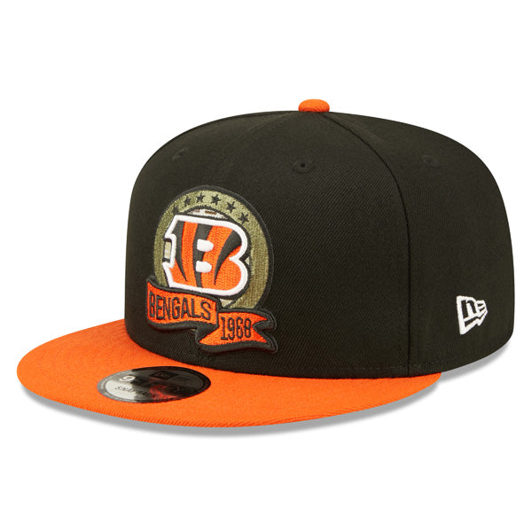 Cincinnati Bengals NFL 2022 Salute to Service 9FIFTY Snapback Hat - Black/Orange