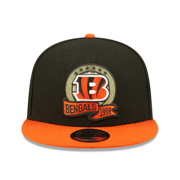 Cincinnati Bengals NFL 2022 Salute to Service 9FIFTY Snapback Hat - Black/Orange