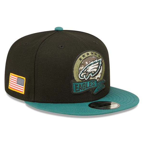 Philadelphia Eagles NFL 2022 Salute to Service 9FIFTY Snapback Hat - Black/Green
