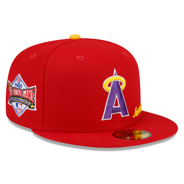 California Angels New Era 1989 All-Star Game Exclusive JUST DON 59Fifty Fitted Hat – Red/Purple/Yellow Bottom