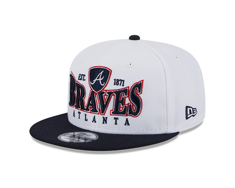Atlanta Braves MLB New Era CREST 9Fifty Snapback Hat - White/Navy