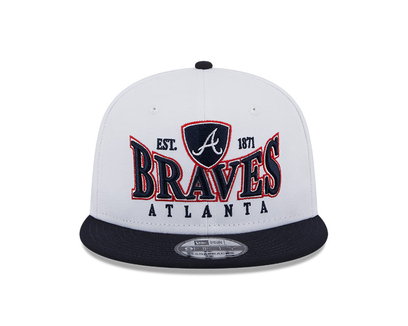 Atlanta Braves MLB New Era CREST 9Fifty Snapback Hat - White/Navy