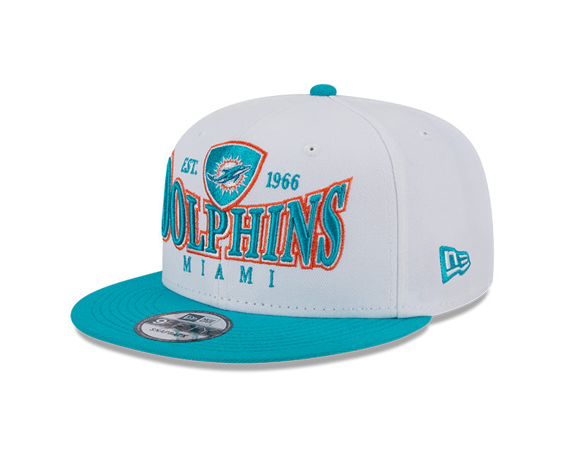 Miami Dolphins NFL New Era CREST 9Fifty Snapback Hat - White/Aqua