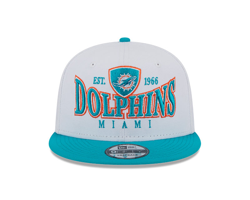 Miami Dolphins NFL New Era CREST 9Fifty Snapback Hat - White/Aqua