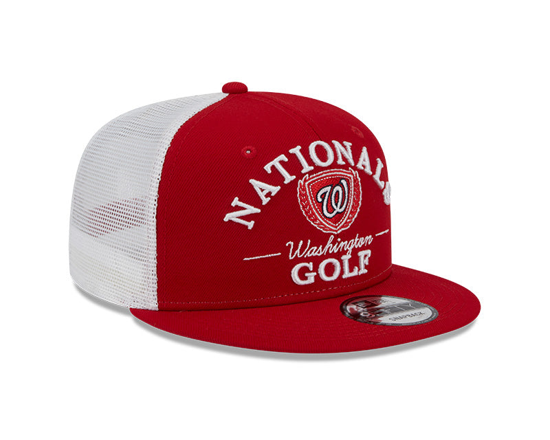 Washington Nationals MLB New Era THE CLUB TRUCKER 9Fifty Snapback Mesh Hat - White/Red