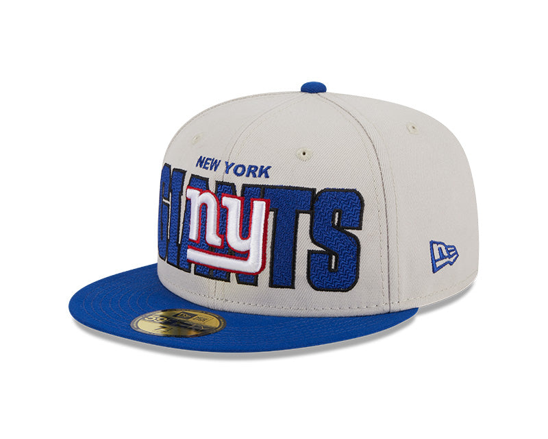 New York Giants New Era 2023 NFL Draft On-Stage 59FIFTY Fitted Hat - Stone/Navy