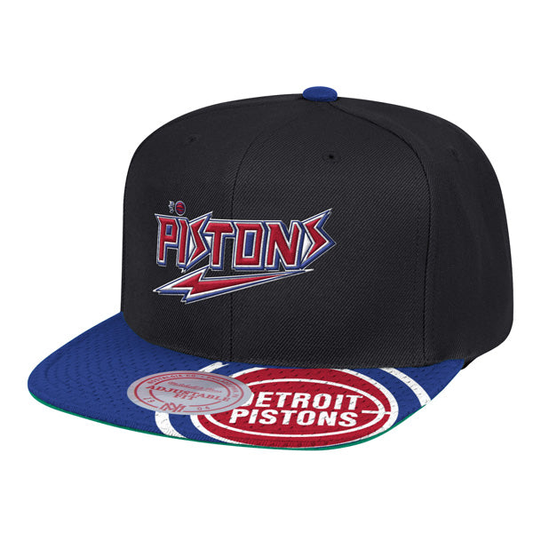 Detroit Pistons Mitchell & Ness SNAP SHOT Snapback NBA Hat- Black/Royal/Red