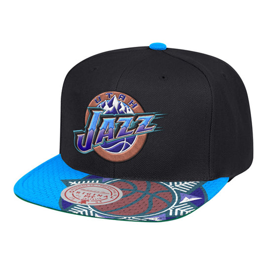 Utah Jazz HWC Mitchell & Ness SNAP SHOT Snapback NBA Hat- Black/Teal/Purple