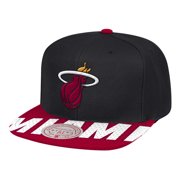Miami Heat Mitchell & Ness SNAP SHOT Snapback NBA Hat- Black/Red