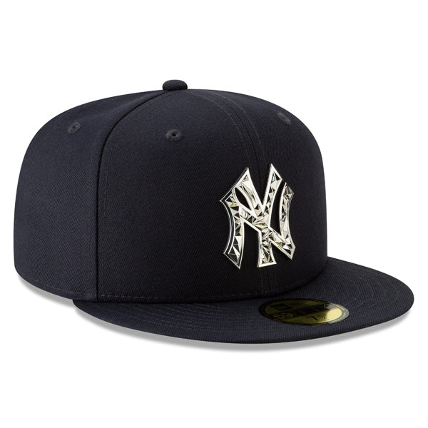 New York Yankees New Era FRACTURED LOGO 59Fifty Fitted MLB Hat - Navy/Silver