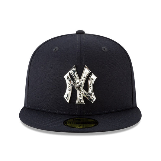 New York Yankees New Era FRACTURED LOGO 59Fifty Fitted MLB Hat - Navy/Silver