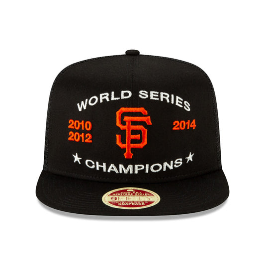 San Francisco Giants New Era Vintage Trucker Championship Series 9Fifty Snapback Mesh Hat - Black