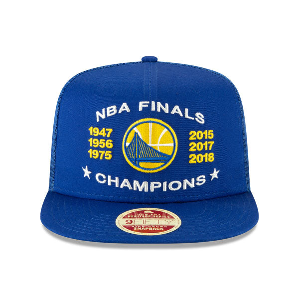 Golden State Warriors New Era Vintage Trucker Championship Series 9Fifty Snapback Mesh Hat - Royal