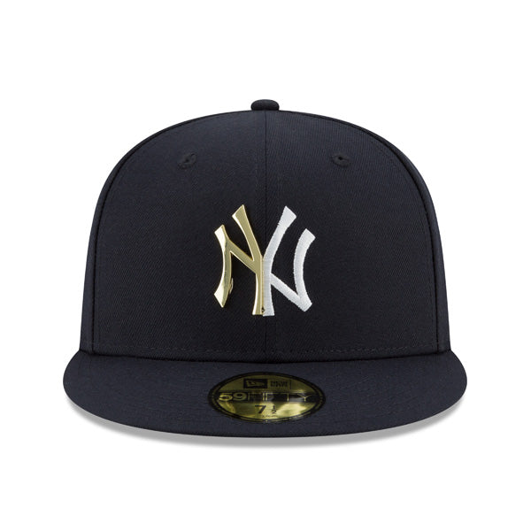 New York Yankees New Era METAL SPLIT LOGO 59Fifty Fitted MLB Hat - Navy/Gold