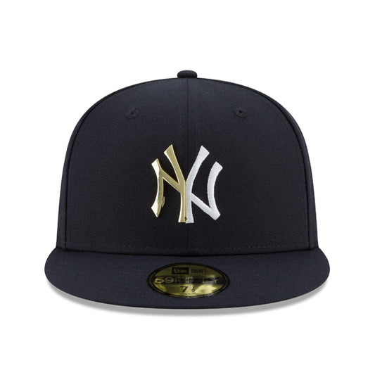 New York Yankees New Era METAL SPLIT LOGO 59Fifty Fitted MLB Hat - Navy/Gold