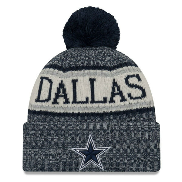 Dallas Cowboys New Era 2018 NFL On-Field SPORT KNIT Cuffed Pom Hat - Navy