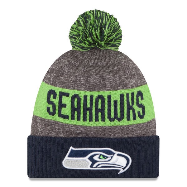 Seattle Seahawks New Era 2016 NFL On-Field SPORT KNIT Cuffed Pom Hat