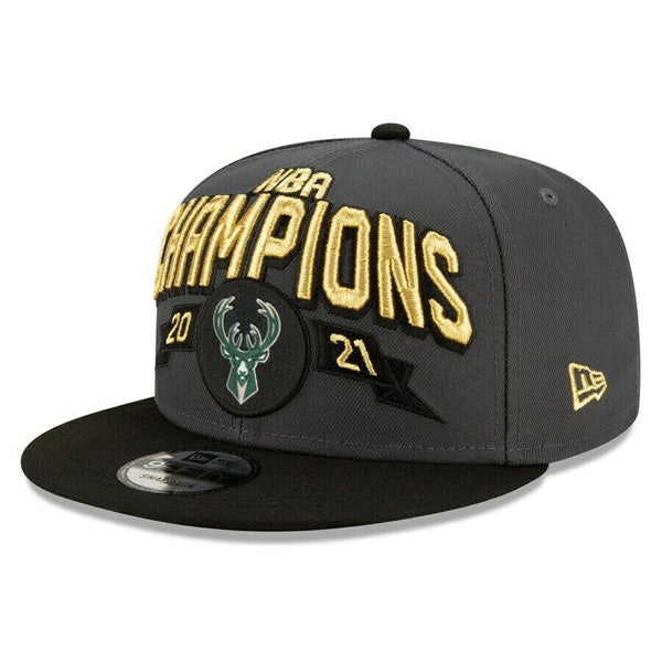 Milwaukee Bucks New Era 2021 NBA Finals Champions Locker Room 9FIFTY Snapback Hat - Gray/Black