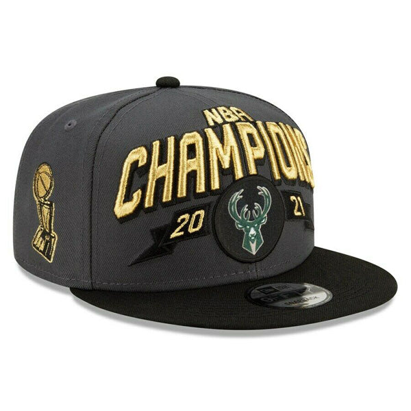 Milwaukee Bucks New Era 2021 NBA Finals Champions Locker Room 9FIFTY Snapback Hat - Gray/Black