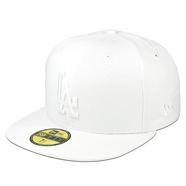 Los Angeles Dodgers WOW White on White FITTED 59Fifty New Era MLB Hat