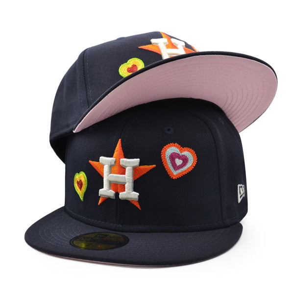 Houston Astros CHAINED HEARTS Exclusive New Era Fitted 59Fifty MLB Hat - Navy/Pink