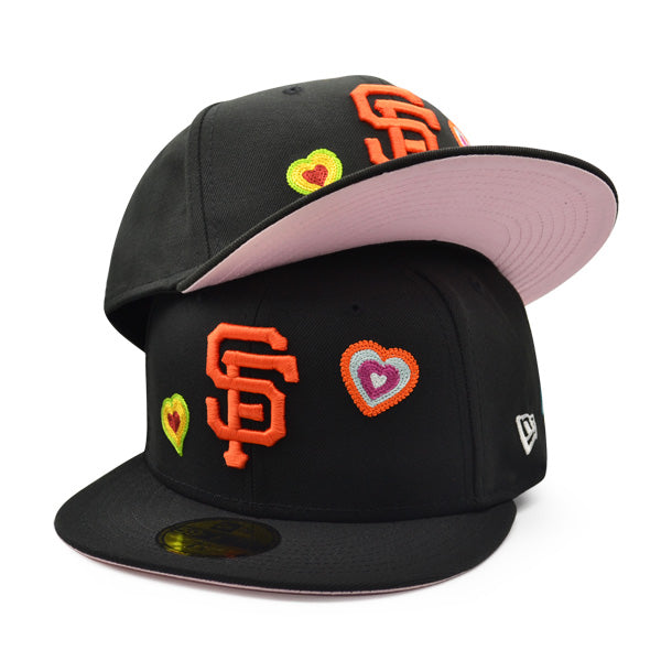 San Francisco Giants CHAINED HEARTS Exclusive New Era Fitted 59Fifty MLB Hat -Black/Pink