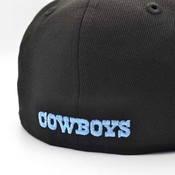 Dallas Cowboys SIDE STATED Exclusive New Era 59Fifty Fitted NFL Hat - Black/Sky Bottom