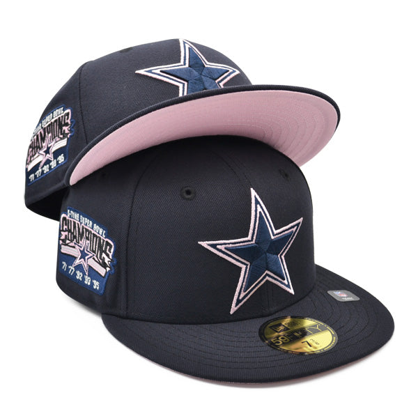 Dallas Cowboys 5-TIME CHAMPION Exclusive New Era 59Fifty Fitted NFL Hat - Navy/Pink Bottom