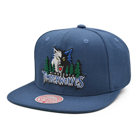 Minnesota Timberwolves NBA Mitchell & Ness IN THE WOODS Snapback Hat - Light Navy