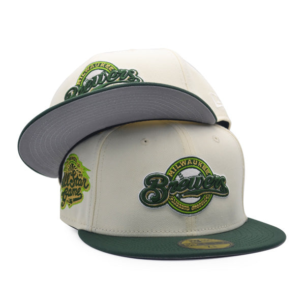 Milwaukee Brewers 2002 ALL-STAR GAME Exclusive New Era 59Fifty Fitted Hat - Chrome/Pine/Gold Metallic