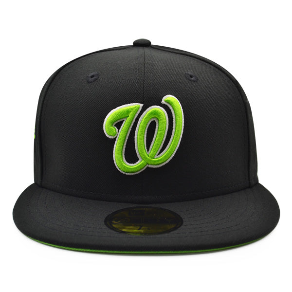 Washington Nationals 2019 WORLD SERIES CHAMPIONS Exclusive New Era 59Fifty Fitted Hat - Black/Lime Bottom