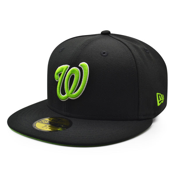 Washington Nationals 2019 WORLD SERIES CHAMPIONS Exclusive New Era 59Fifty Fitted Hat - Black/Lime Bottom