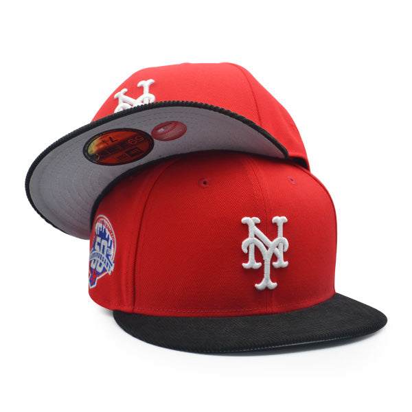 New York Mets 50th ANNIVERSARY Exclusive New Era 59Fifty CORD Fitted Hat – Red/Black