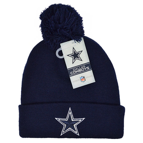 Dallas Cowboys Basic Team Logo Navy KNIT POM Cuffed NFL Hat