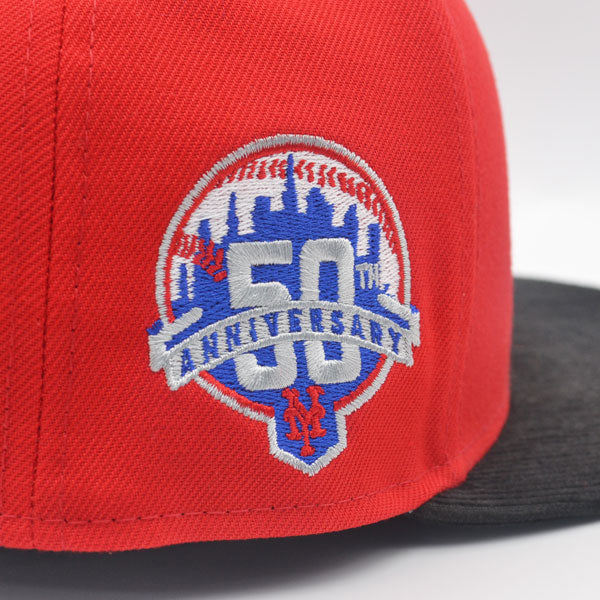 New York Mets 50th ANNIVERSARY Exclusive New Era 59Fifty CORD Fitted Hat – Red/Black