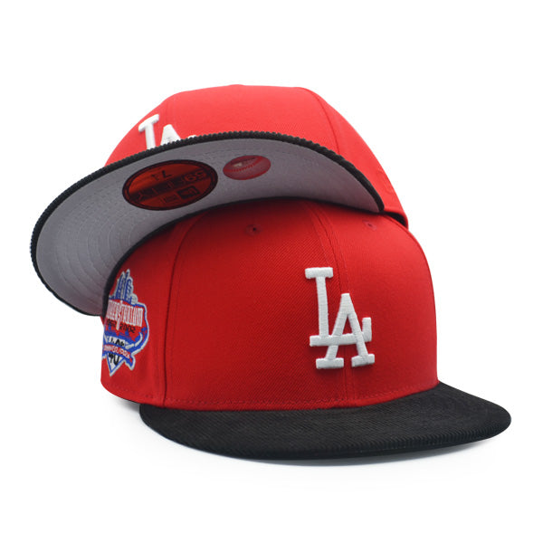 Los Angeles Dodgers 40th ANNIVERSARY Exclusive New Era 59Fifty CORD Fitted Hat – Red/Black