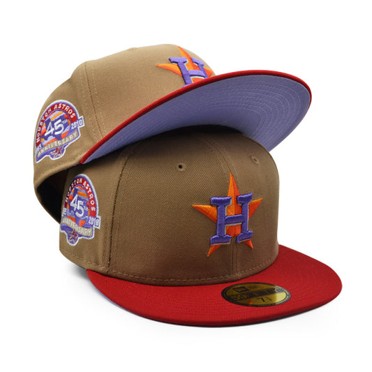 Houston Astros 45th ANNIVERSARY Exclusive New Era 59Fifty Fitted Hat – Khaki/Red