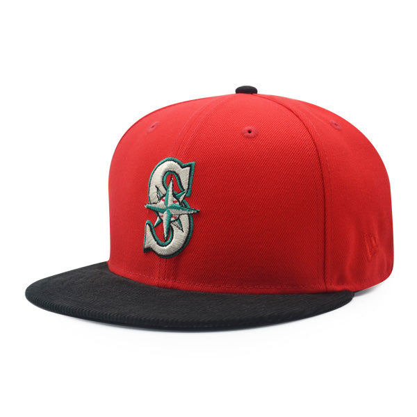 Seattle Mariners 20th ANNIVERSARY Exclusive New Era 59Fifty CORD Fitted Hat – Red/Black