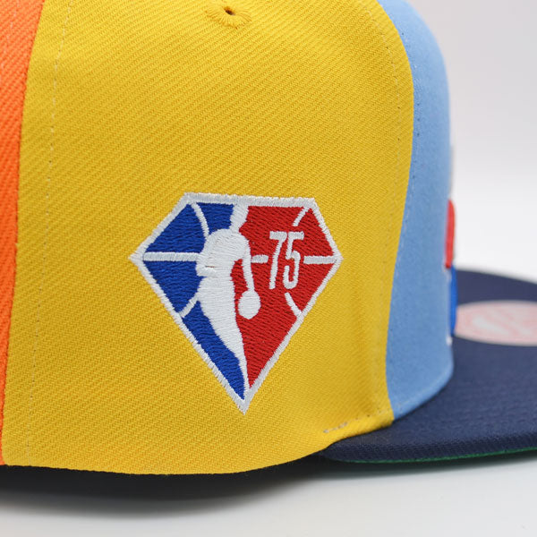 Oklahoma City Thunder Mitchell & Ness TEAM PINWHEEL Snapback NBA Hat - Sky/Orange/Yellow