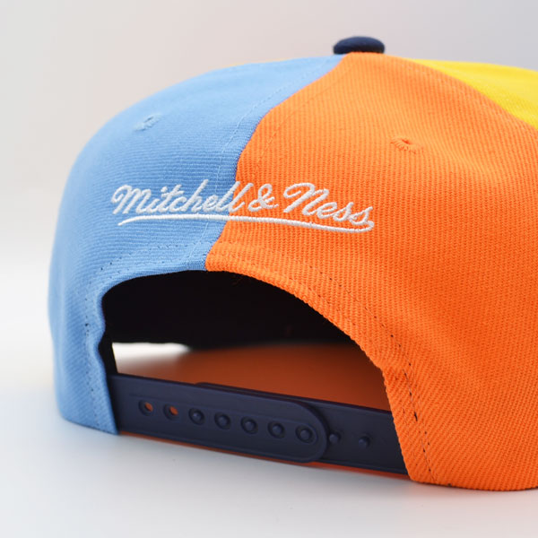 Oklahoma City Thunder Mitchell & Ness TEAM PINWHEEL Snapback NBA Hat - Sky/Orange/Yellow