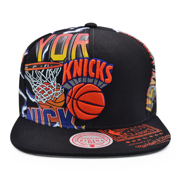 New York Knicks Mitchell & Ness SUPER REMIX Snapback Hat - Black/Orange