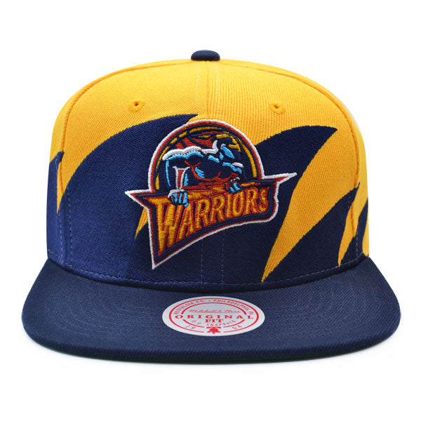 Golden State Warriors NBA Mitchell & Ness SHARKTOOTH Snapback Hat - Navy/Burnt Orange