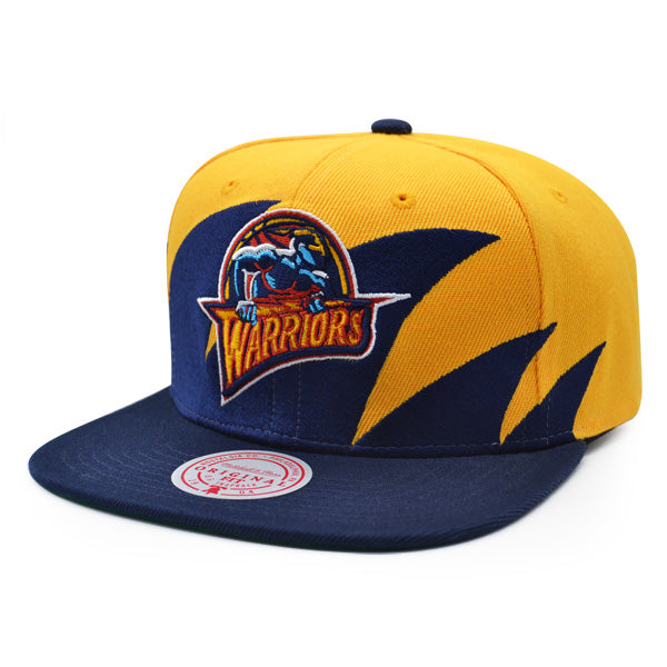 Golden State Warriors NBA Mitchell & Ness SHARKTOOTH Snapback Hat - Navy/Burnt Orange