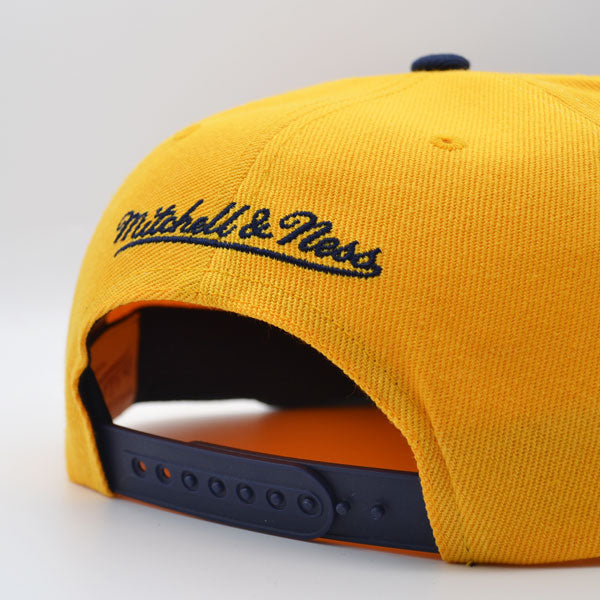 Golden State Warriors NBA Mitchell & Ness SHARKTOOTH Snapback Hat - Navy/Burnt Orange