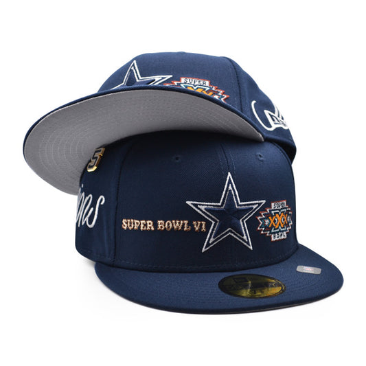 Dallas Cowboys HISTORIC CHAMPS Exclusive New Era 59Fifty Fitted NFL Hat - Navy/Gray
