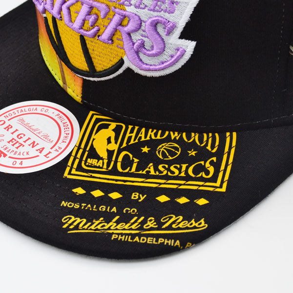 Los Angeles Lakers Mitchell & Ness SUPER REMIX Snapback Hat - Black/Yellow