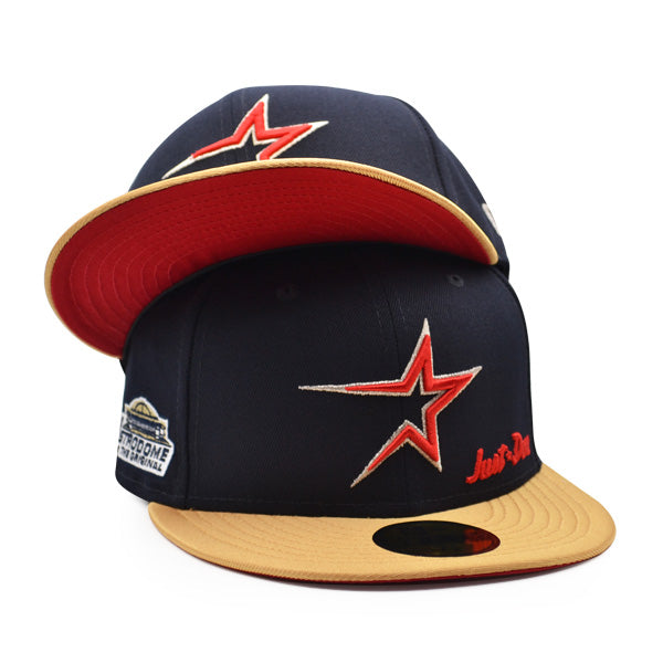 Houston Astros JUST DON Astrodome The Original Exclusive New Era 59Fifty Fitted NBA Hat – Navy/Gold/Red Bottom