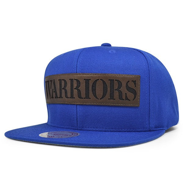 Golden State Warriors LASER CUT LEATHER Snapback Mitchell & Ness NBA Hat