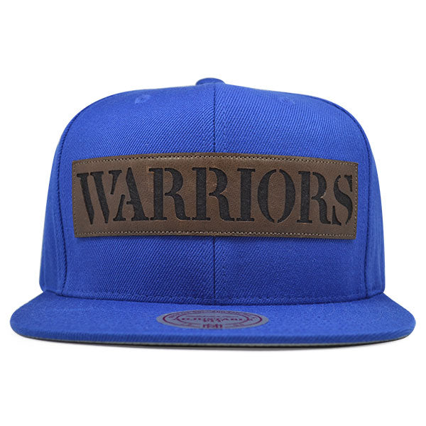 Golden State Warriors LASER CUT LEATHER Snapback Mitchell & Ness NBA Hat